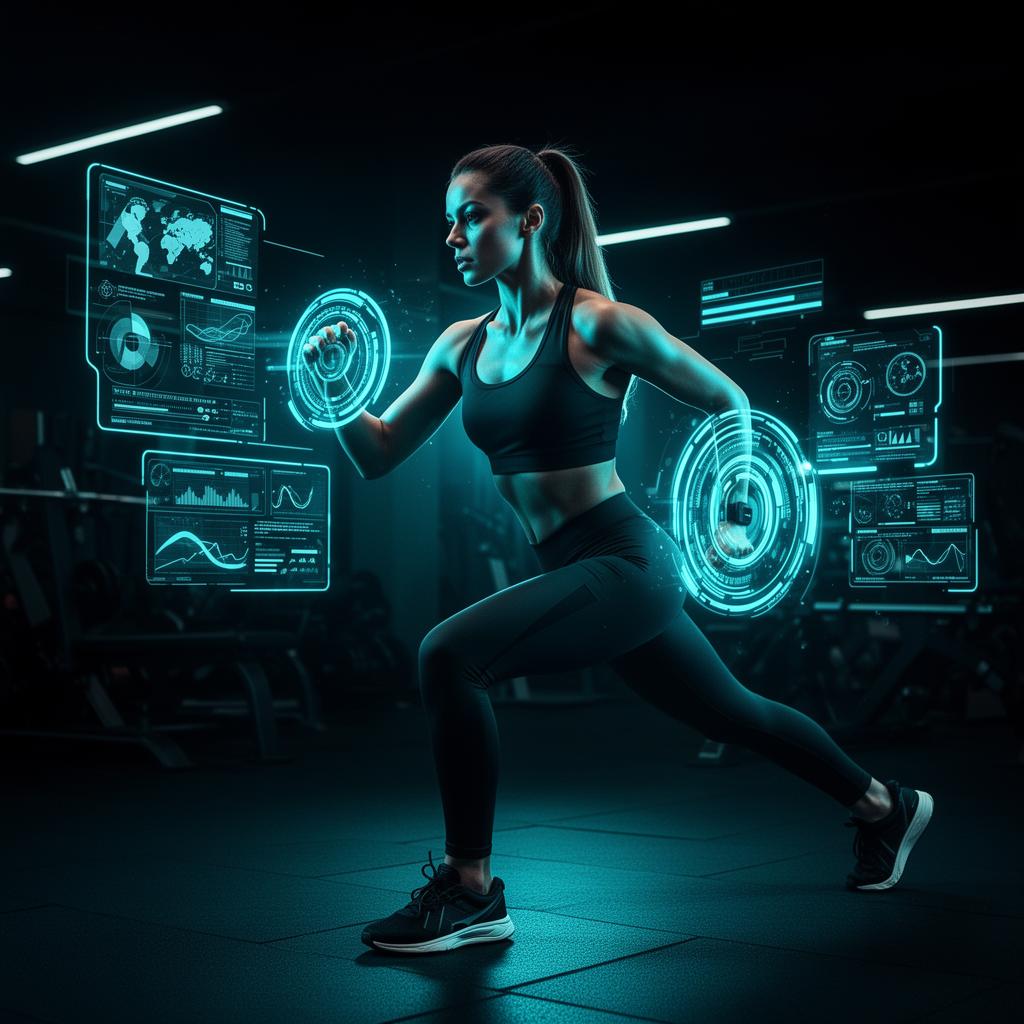 Atleta treinando com overlays de IA